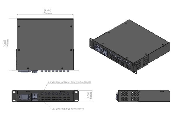 10 Inch 12VDC/USB-C Power 1U Rack - Image 4